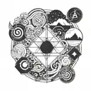 four elements and circuits tattoo design idea