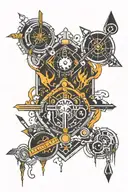 four elements and cyber punk circuits tattoo design idea