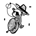 monkey riding a unicycle playing a banjo wearing a sombrero  tattoo design idea