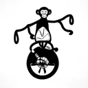 monkey riding a unicycle playing a banjo wearing a sombrero  tattoo design idea