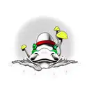 Frog with a mushroom hat jumping from the earth tattoo design idea