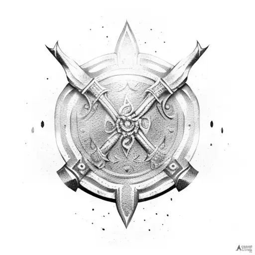 viking shield with two axes tattoo design idea