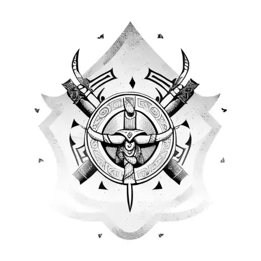 viking shield with axes tattoo design idea