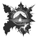 volcano explosion tattoo design idea