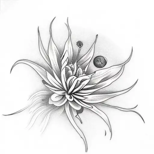 Blood moon and red spider lily tattoo design idea