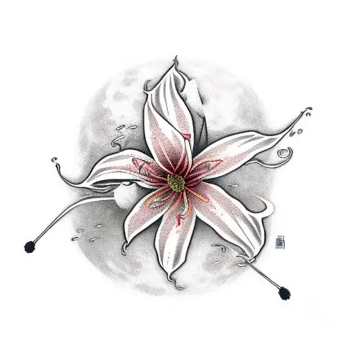 Bloodmoon with Spider lily under it tattoo design idea