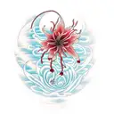 Bloodmoon with red Spider lily tattoo design idea