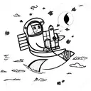 astronaut sailing to the moon tattoo design idea