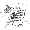 astronaut sailing to the moon tattoo design idea