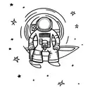 astronaut sailing to the moon tattoo design idea