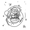 astronaut sailing to the moon tattoo design idea