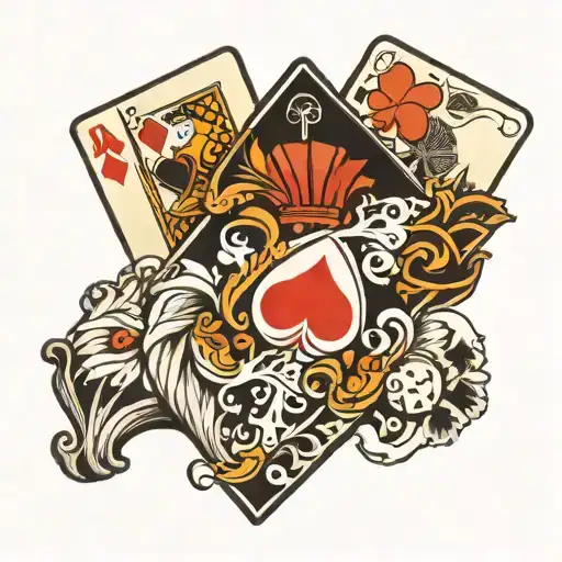 royal flush in spades hand of cards black and white tattoo design idea