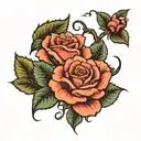 Roses with worm   tattoo design idea