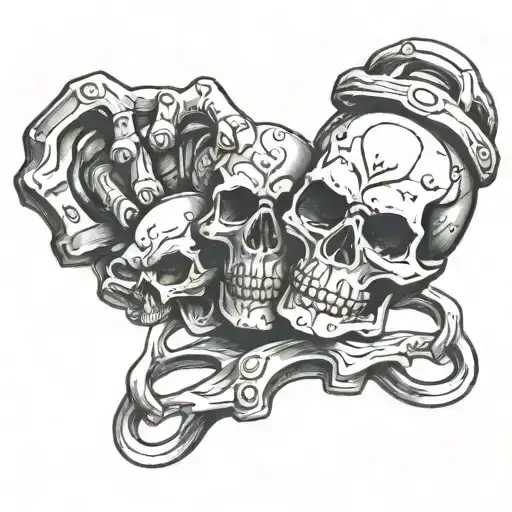 Brass knuckle and skull tattoo design idea