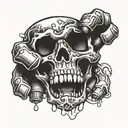 Brass knuckle with skull background tattoo design idea