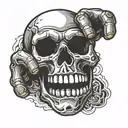 Brass knuckle with skull background tattoo design idea