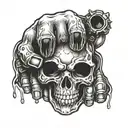 Brass knuckle with skull background tattoo design idea