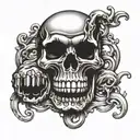Brass knuckle with skull background tattoo design idea