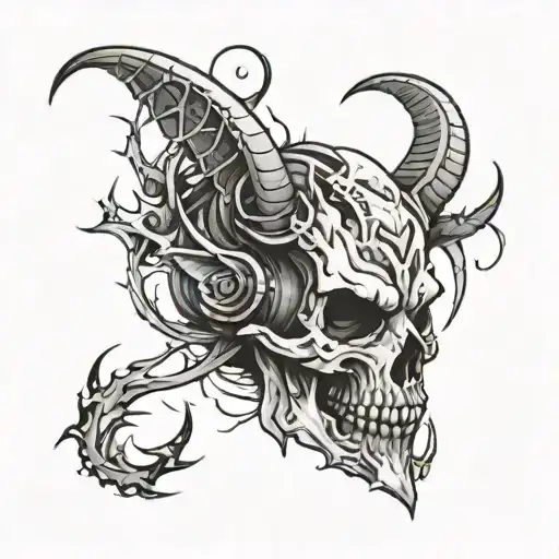 broken halo turning into devil horns  tattoo design idea