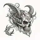 broken halo turning into devil horns  tattoo design idea