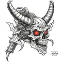 broken halo turning into devil horns  tattoo design idea