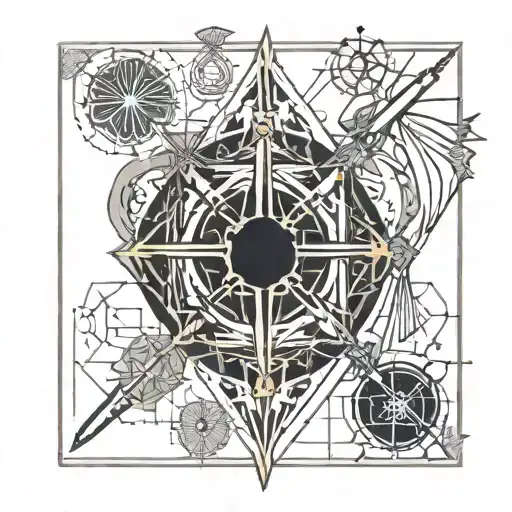 four of swords tarot card  tattoo design idea