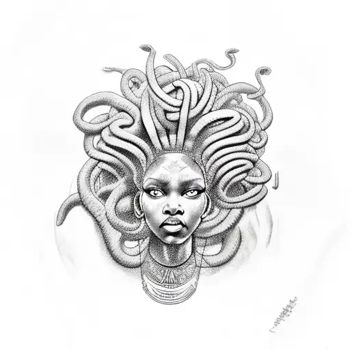 Afrocentric Medusa tattoo  tattoo design idea