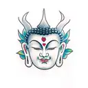 Buddha and a devil tattoo design idea