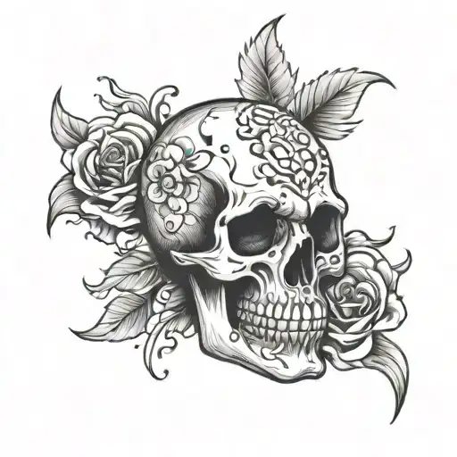 rosario skull tattoo design idea