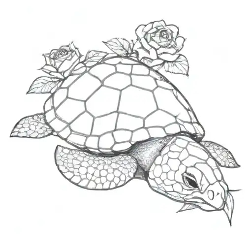 sea turtle skulls roses tattoo design idea