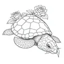 sea turtle skulls roses tattoo design idea