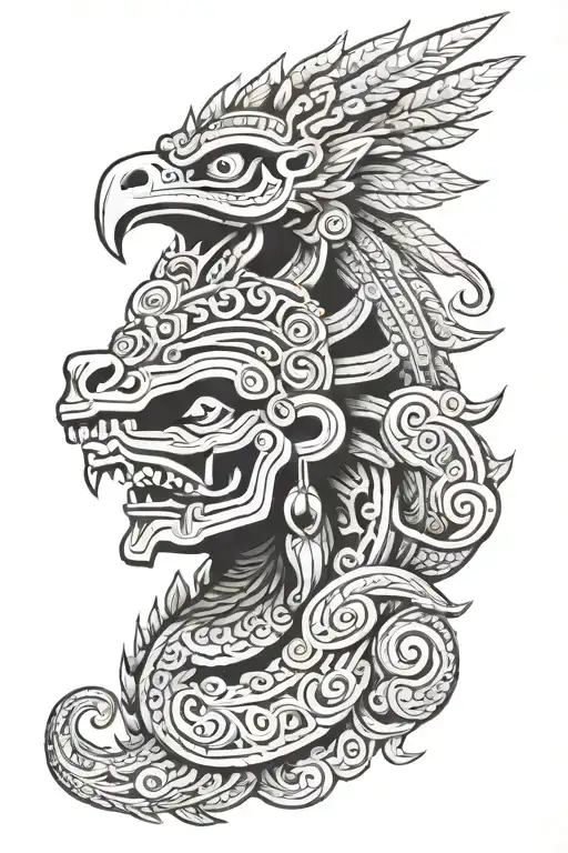 traditional Aztec god quetzalcoatl tattoo design idea