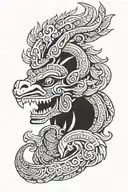 traditional Aztec god quetzalcoatl tattoo design idea