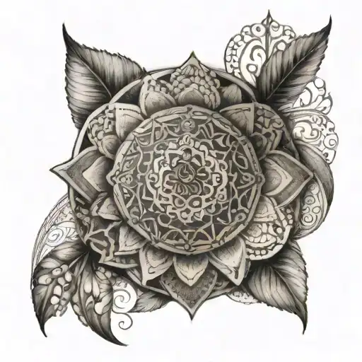 An intricate mandala tattoo with the initials of family members forming the center, and the dates 5/27/17 and 8/29/15 woven into the outer patterns tattoo design idea