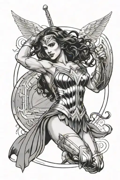 wonder woman greek mythology tattoo design idea