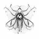 abstract praying mantis with drips , multiple eyes tattoo design idea