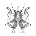 abstract praying mantis with drips , multiple eyes tattoo design idea
