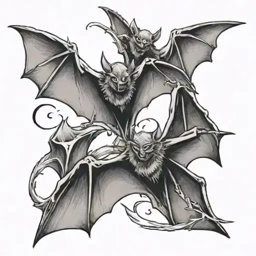 several bats flying up upper arm tattoo design idea