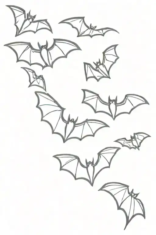 several bats flying up upper arm bats fully shaded black  tattoo design idea