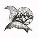 A geometric mountain range with a wave pattern inside, symbolizing the client's love for climbing and the sea tattoo design idea