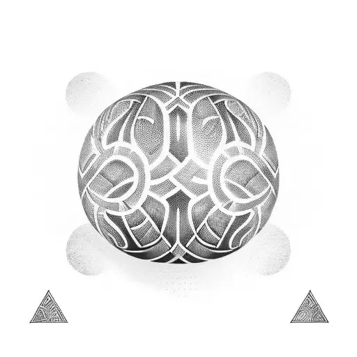 Detailed portrait of a basketball with tribal patterns inspired by eland horns tattoo design idea