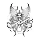 siren with trident tattoo design idea