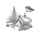 nature, camping, birding, adventure, journey, meditation, music, cats, travel, Brooklyn  tattoo design idea