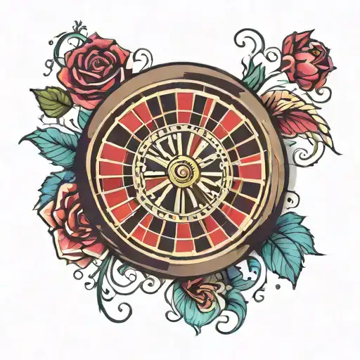 roulette wheel rolling tattoo design idea