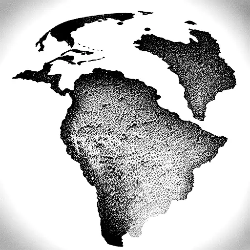 Map of south america with the Andes cordillera tattoo design idea