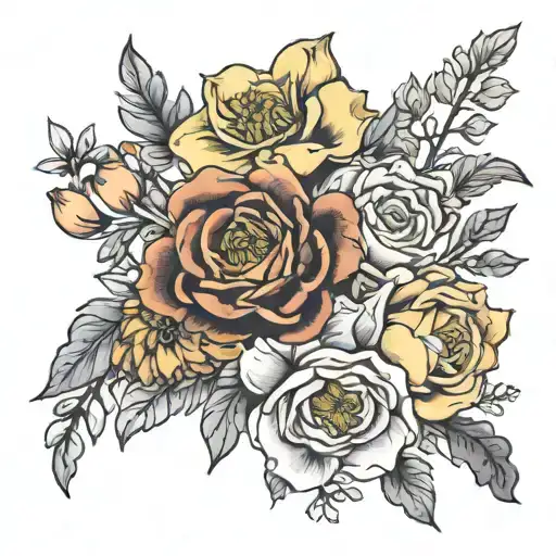August September October may birth flower bouquet tattoo design idea