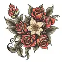 February, May, September, October, November flower bouquet tattoo design idea