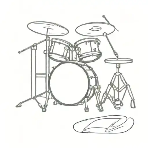 drum set in dali painting palette tattoo design idea