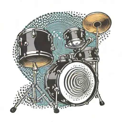 drum set shape as dali painting palette tattoo design idea