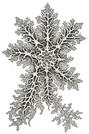 A snowflake morphing into a delicate neuron structure tattoo design idea